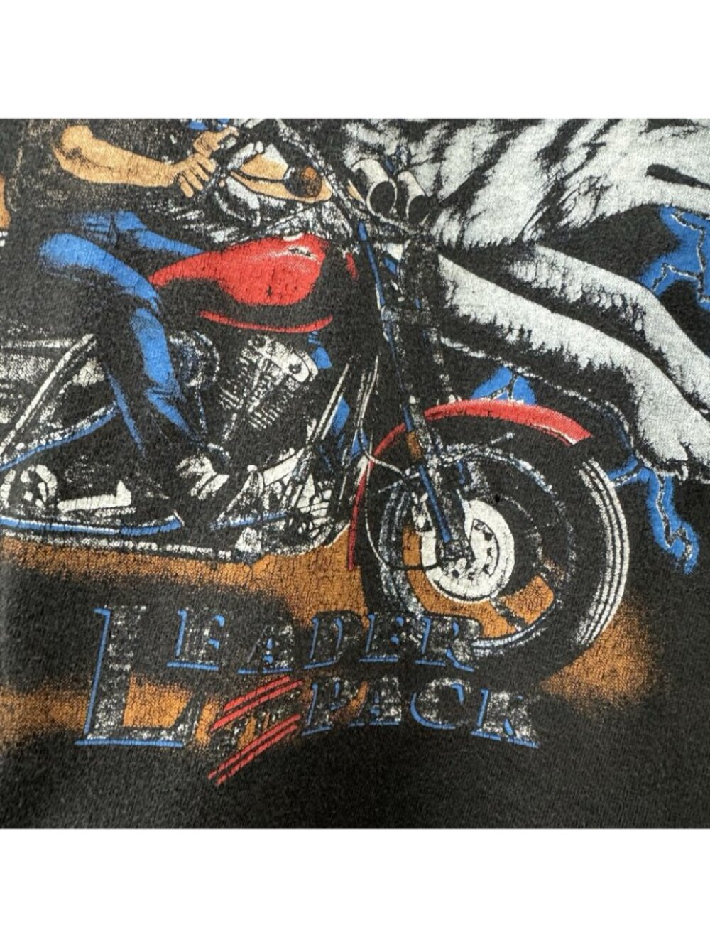 Vintage Harley Davidson Leader of the Pack t shirt USA Thunder Blue Lightning - Picture 7 of 13